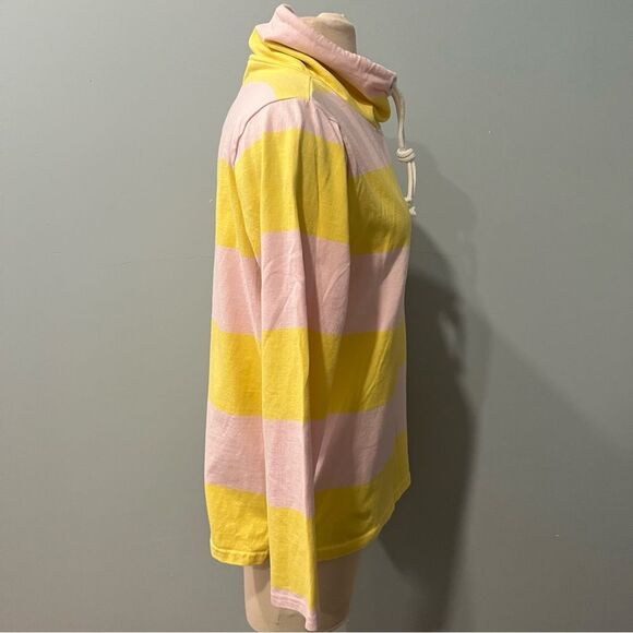 J. Crew Striped Funnelneck Pullover Top in Pink & Lemon Yellow Size Small - Picture 5 of 9